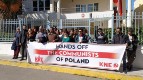 Protesta en la embajada de Polonia en Atenas